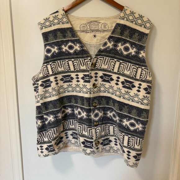Vintage Union Garment Sweater Vest Size M Made in Hong Kong Patterned Cotton - Picture 4 of 11